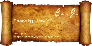 Csanaky Jenő névjegykártya